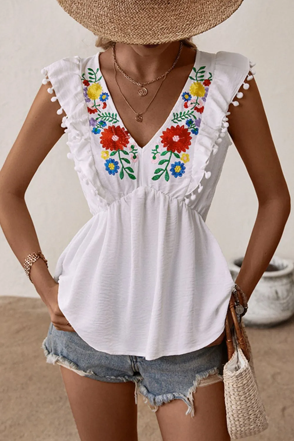 Lovely Embroidered Babydoll Top