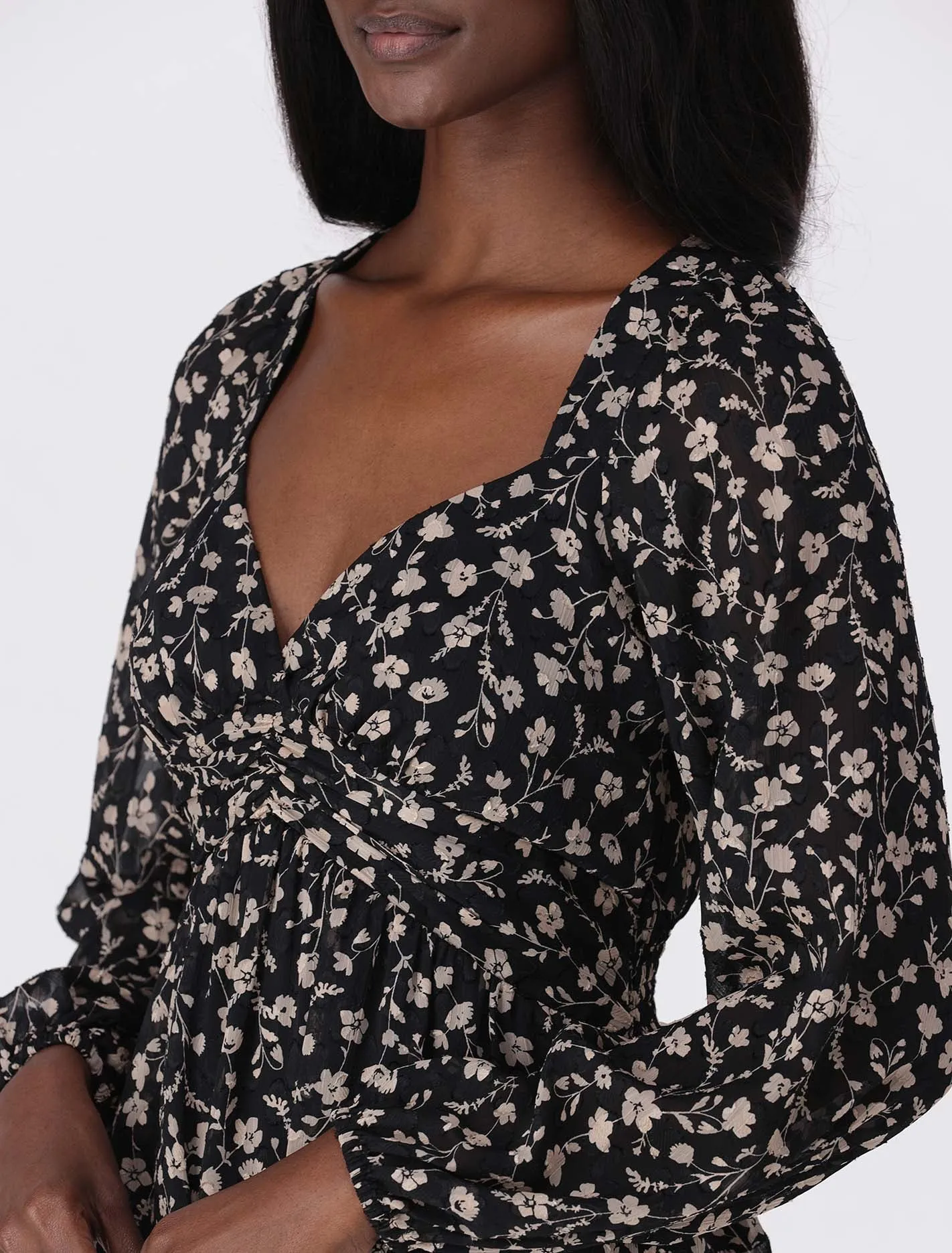 Madeline Blouson Sleeve Jacquard Blouse
