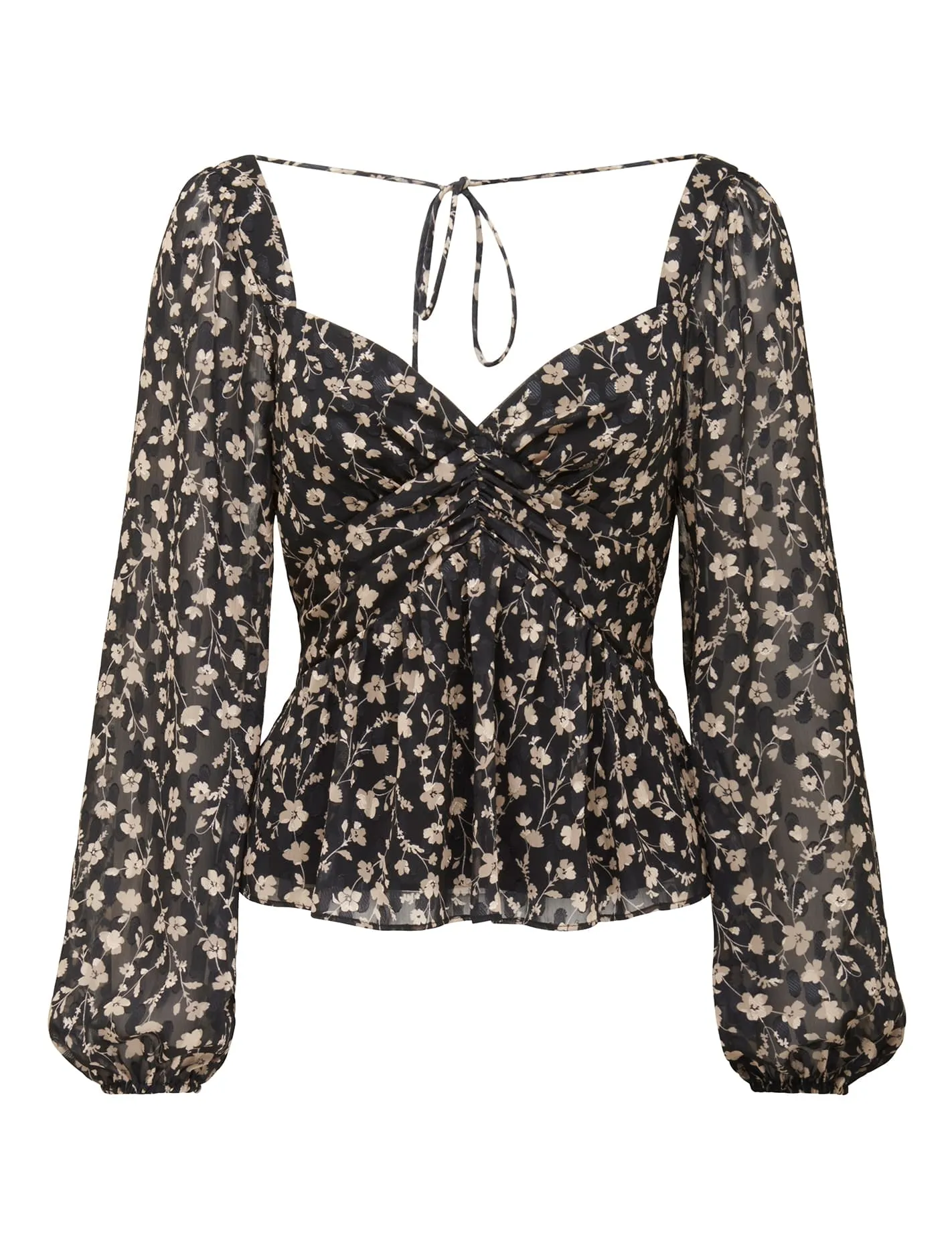 Madeline Blouson Sleeve Jacquard Blouse