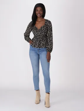 Madeline Blouson Sleeve Jacquard Blouse