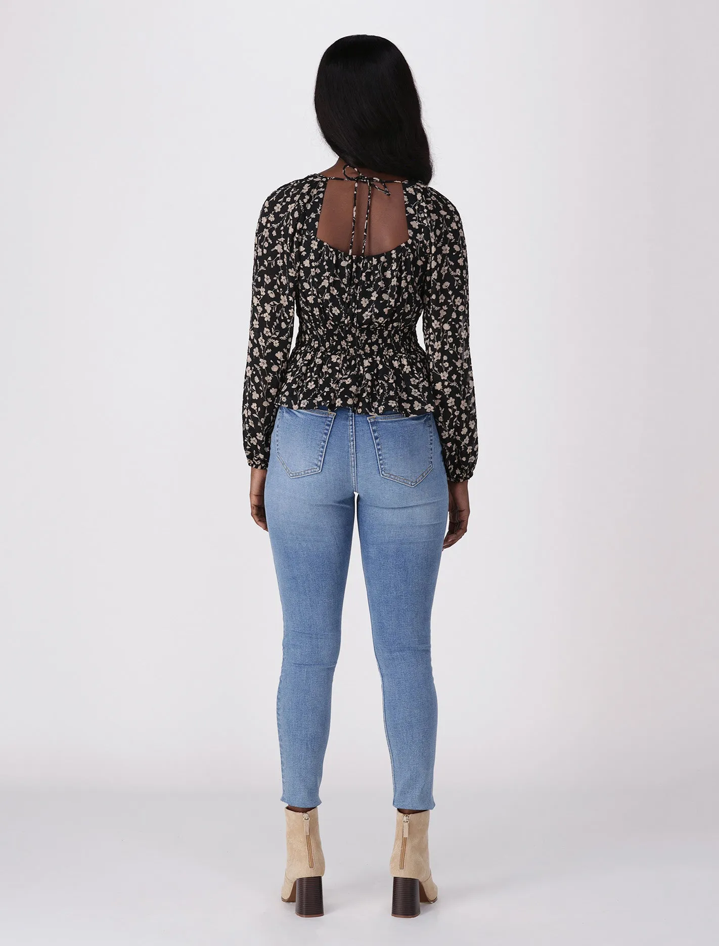 Madeline Blouson Sleeve Jacquard Blouse