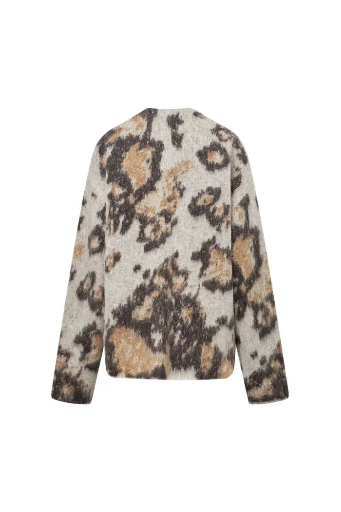 Madge Leopard Print Cardigan in Baby Alpaca Knit