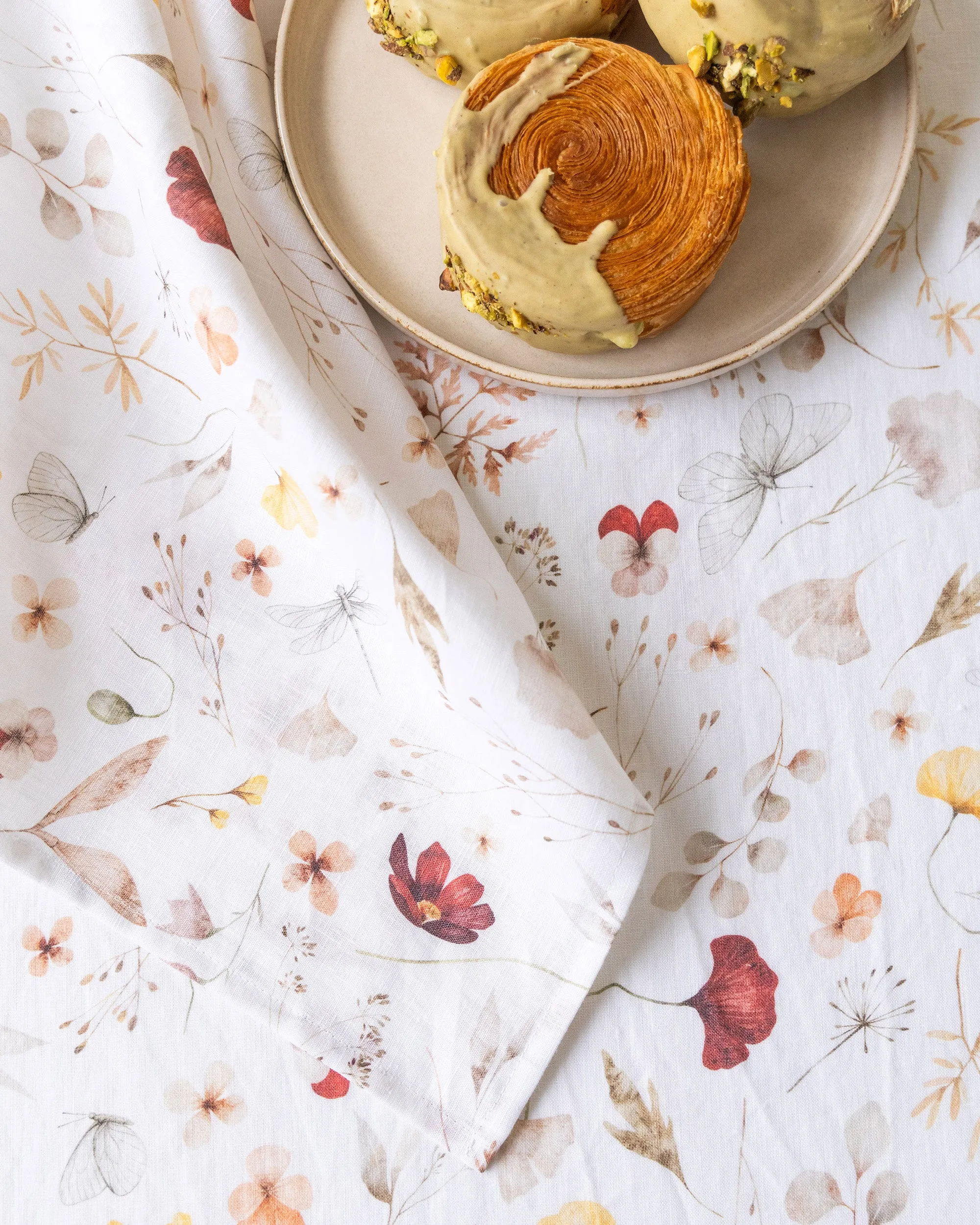 Meadow print linen tablecloth