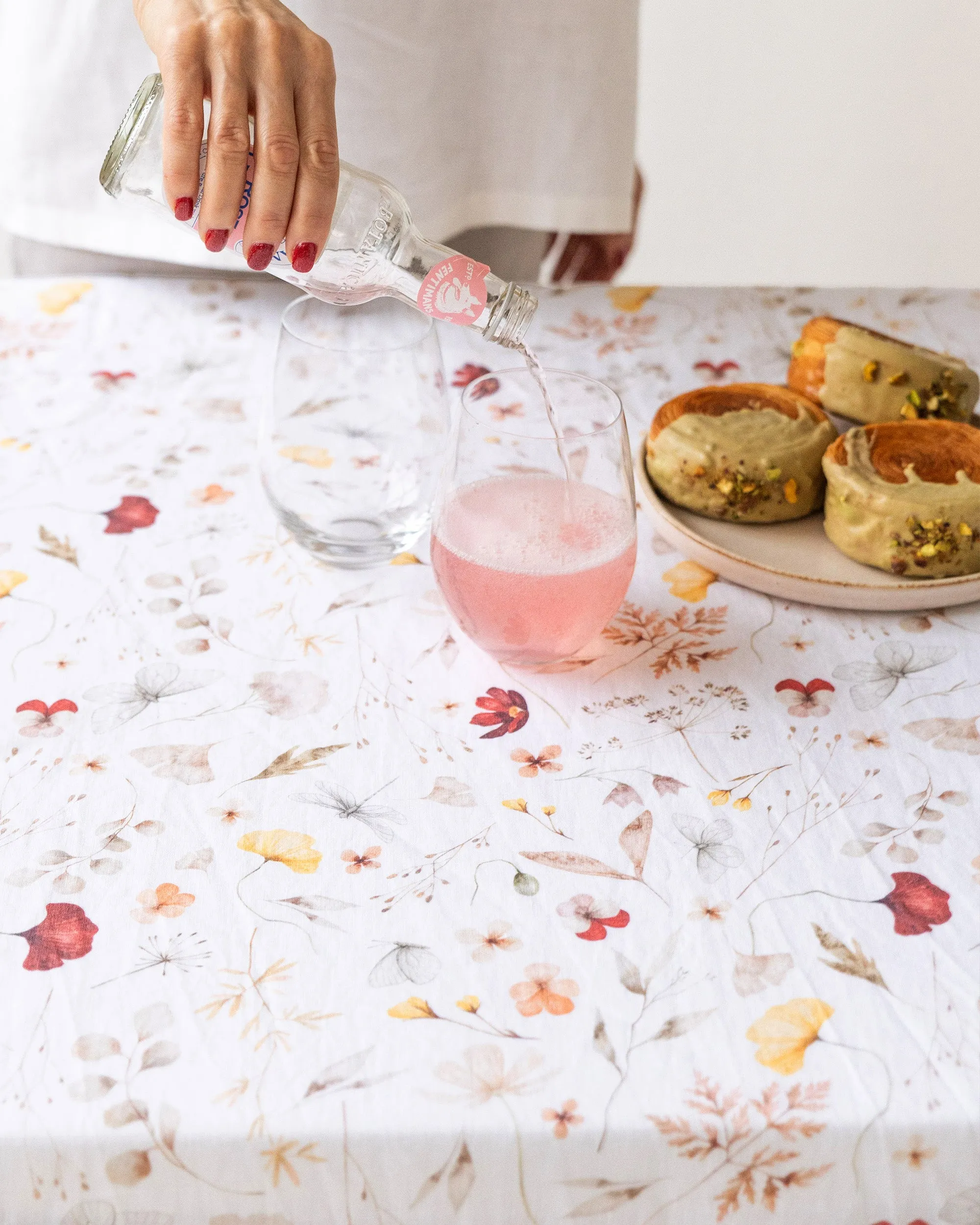 Meadow print linen tablecloth