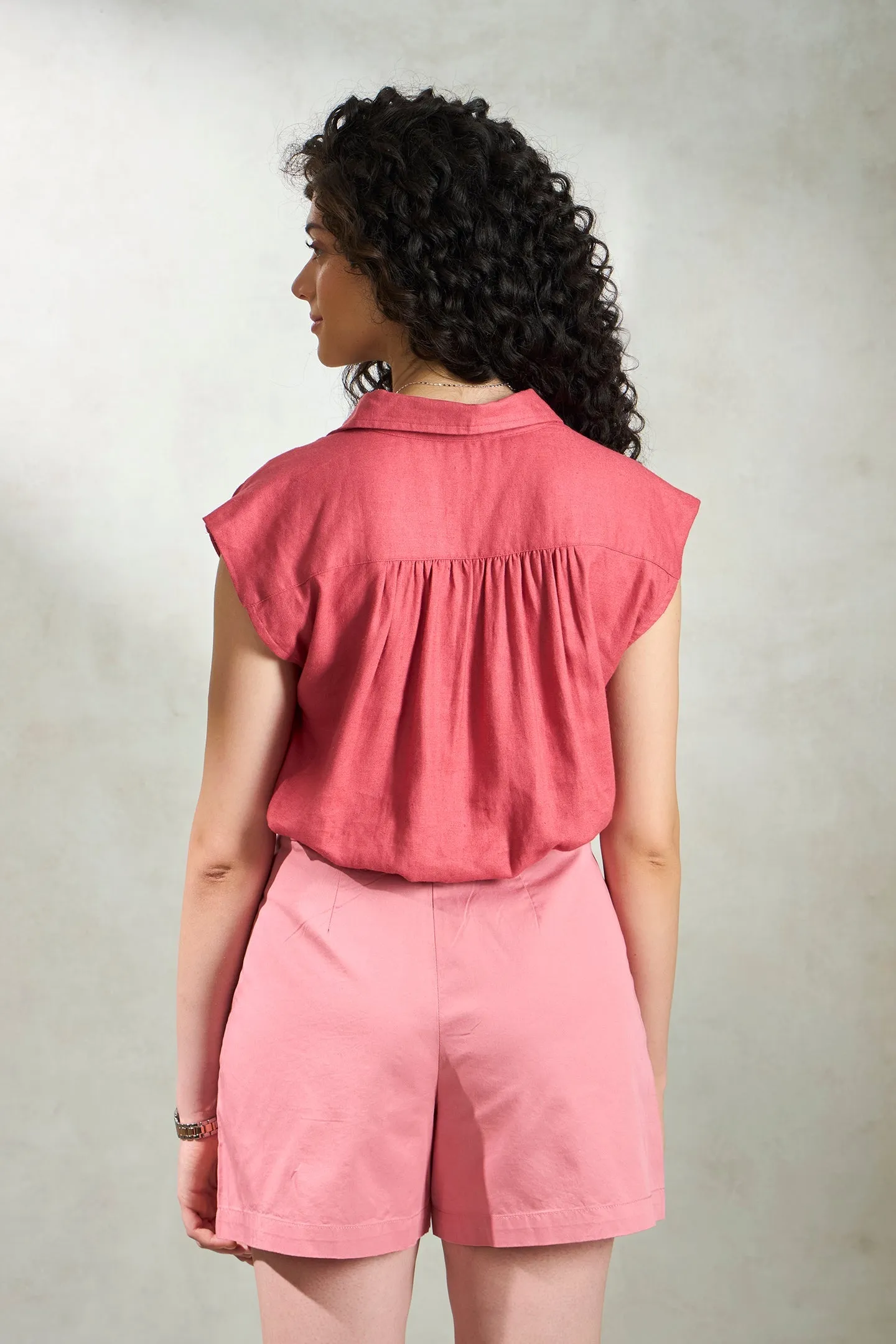 Meadow|Collared Linen Top