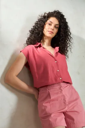 Meadow|Collared Linen Top