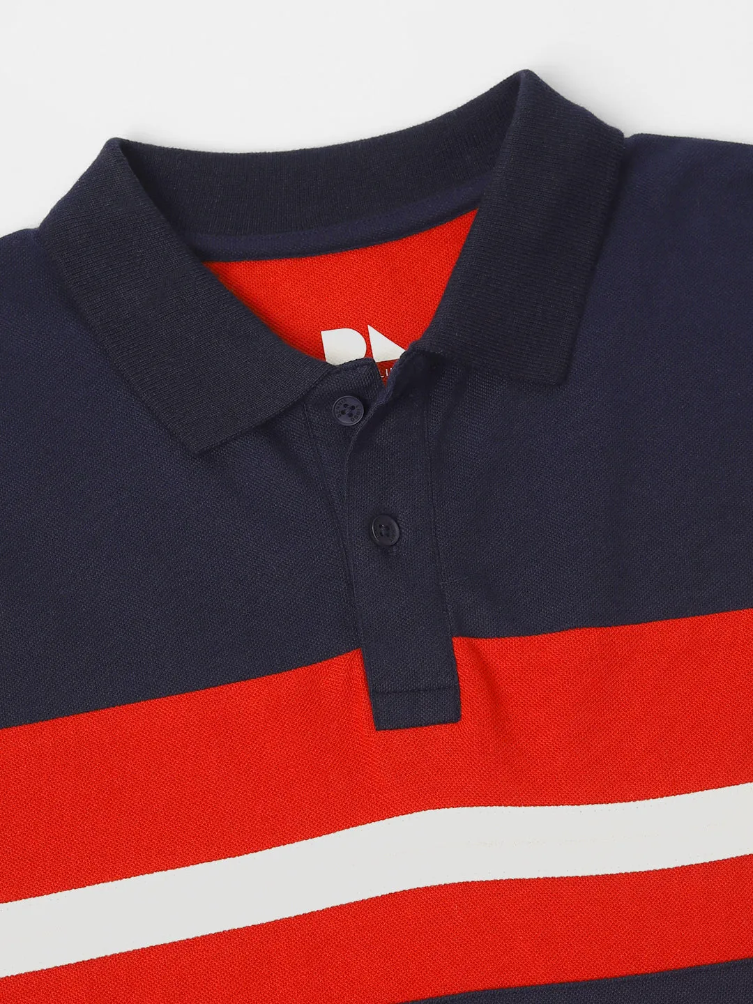 Men's Cotton Red Colorblocked Polo T-Shirt