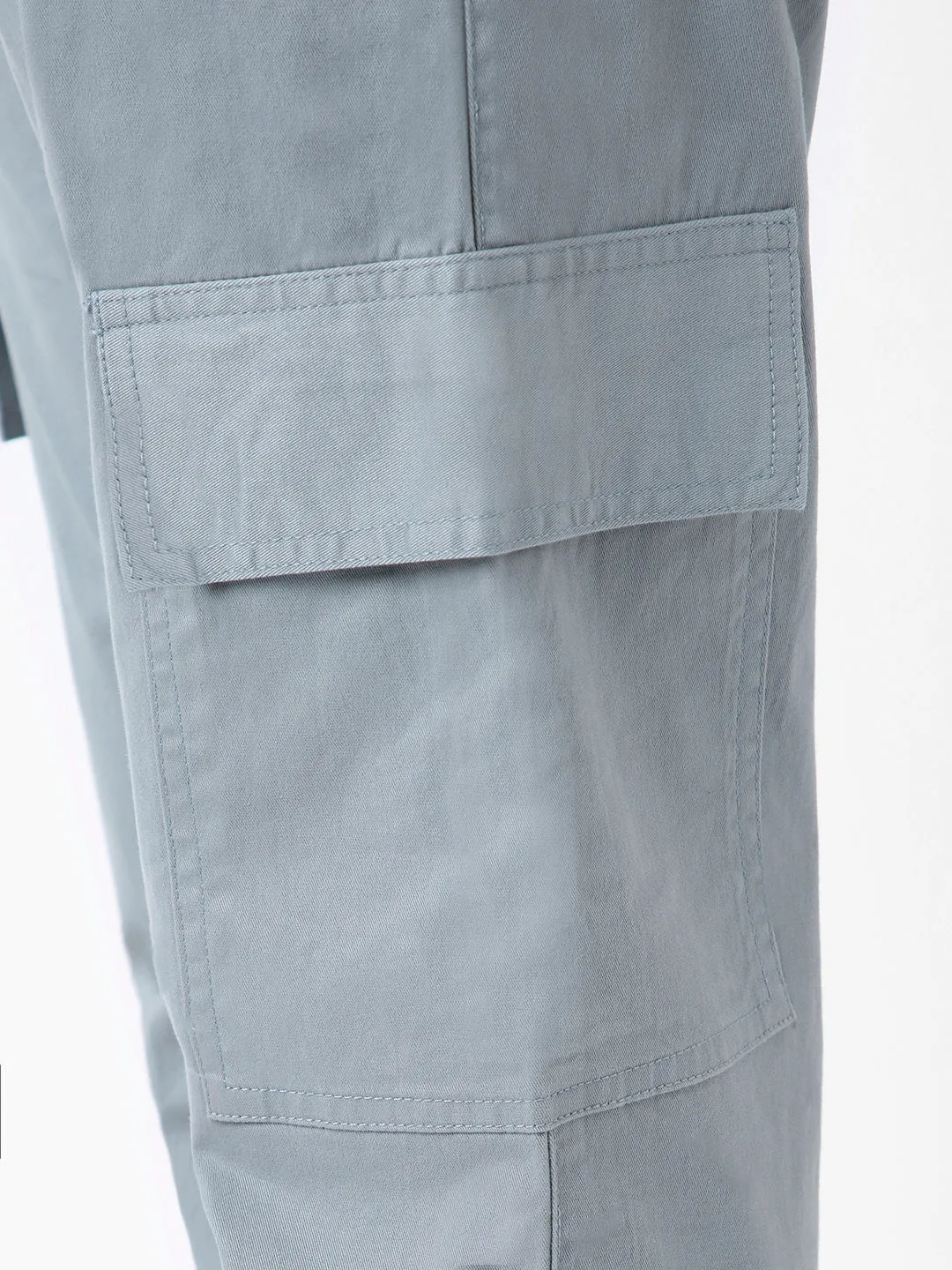 Men's Light Blue Regular Fit Solid Cargo Chino Pant with 6 Pockets Stretchable