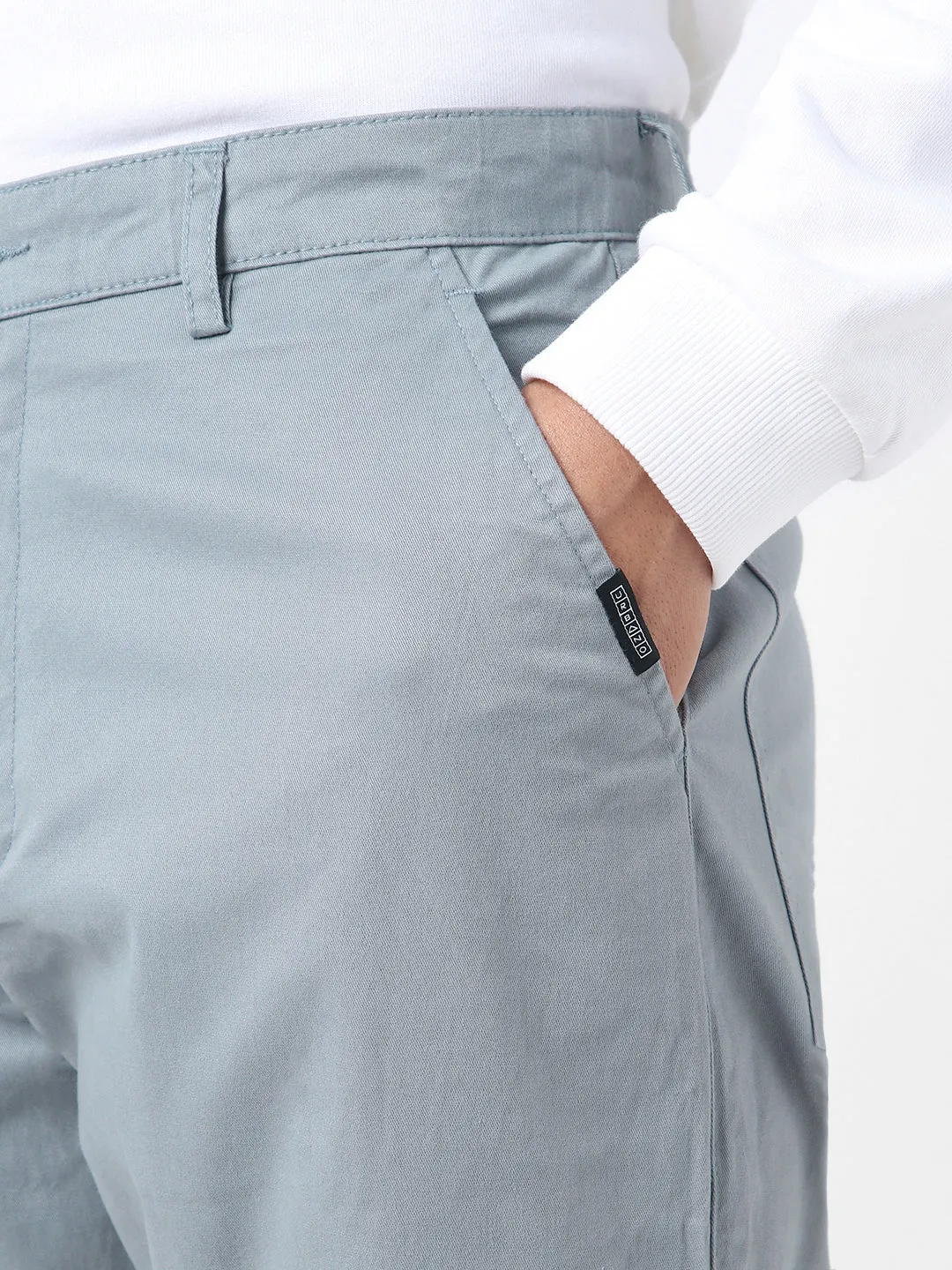 Men's Light Blue Regular Fit Solid Cargo Chino Pant with 6 Pockets Stretchable