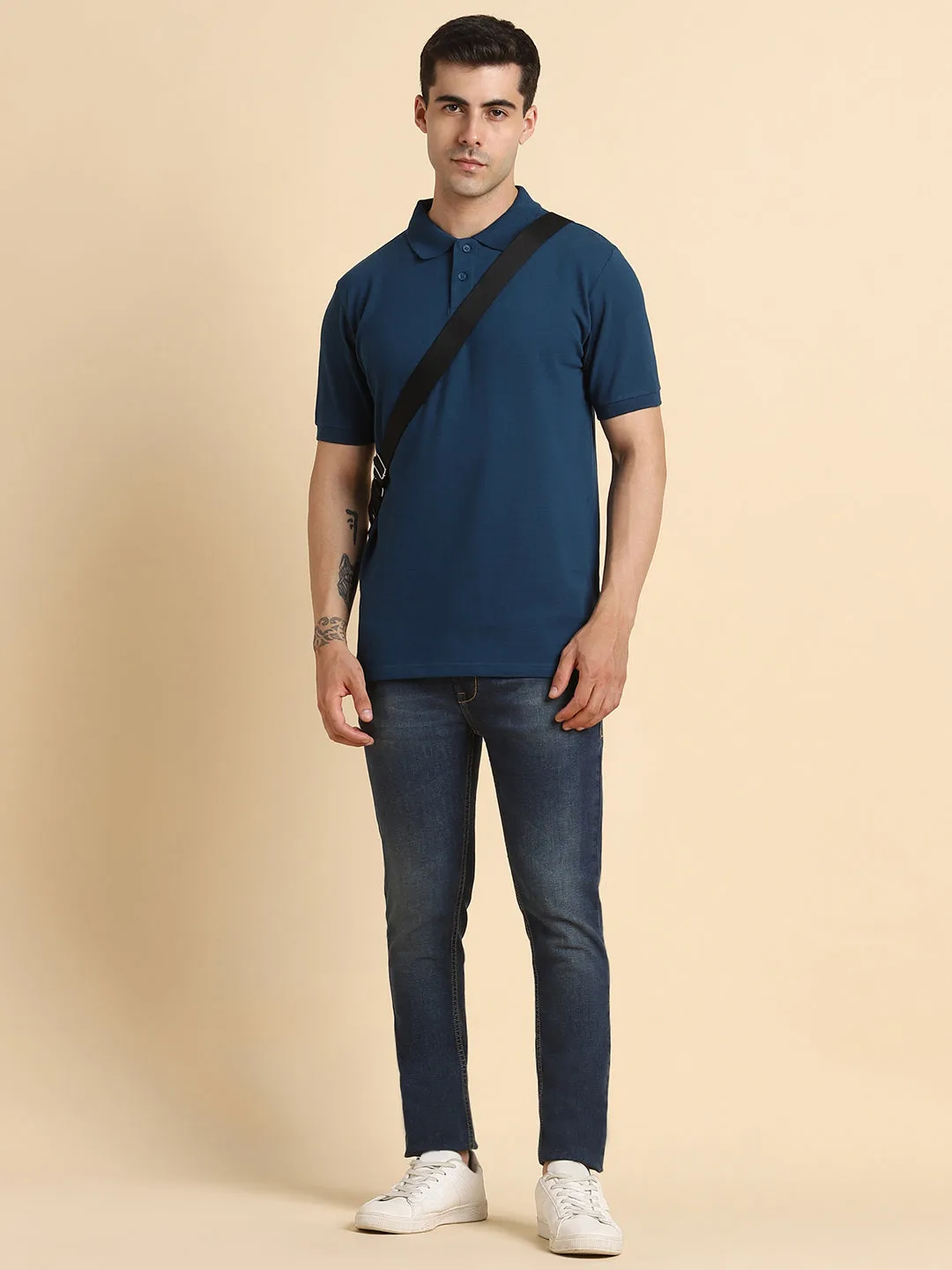 Men's Regular Collar Regular Fit Solid Blue Formal Shirts