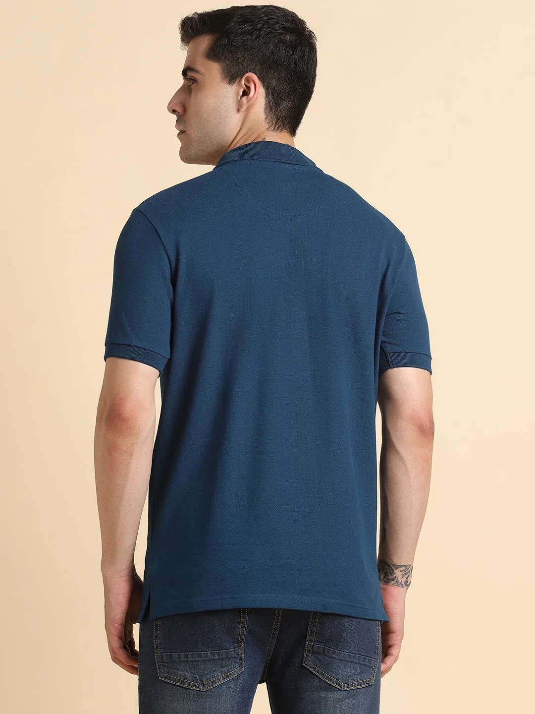 Men's Regular Collar Regular Fit Solid Blue Formal Shirts