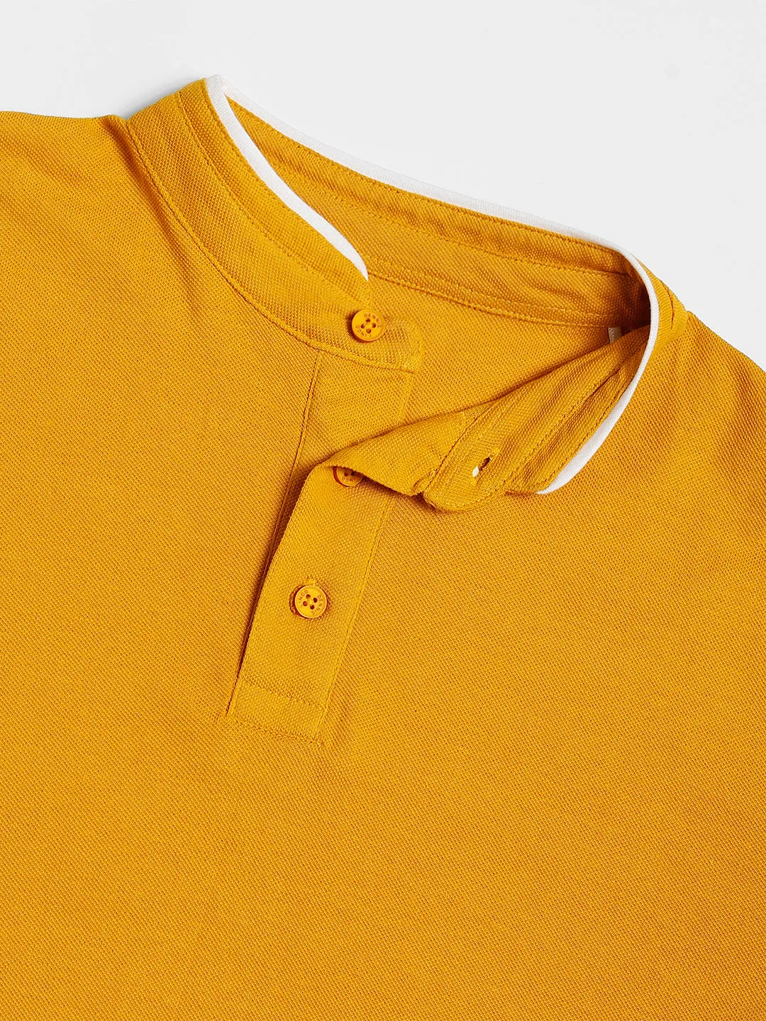 Men's Solid Mustard Polo Collar T-shirt