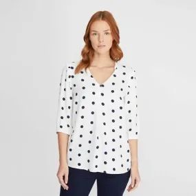 Off-White and Navy Spot Blouse