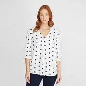 Off-White and Navy Spot Blouse
