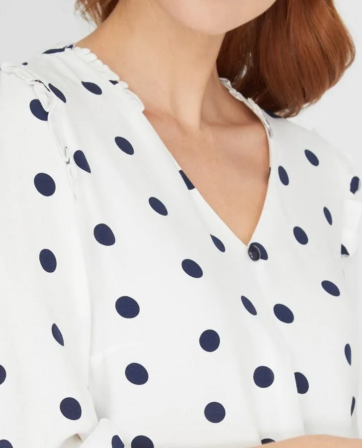 Off-White and Navy Spot Blouse