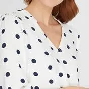 Off-White and Navy Spot Blouse