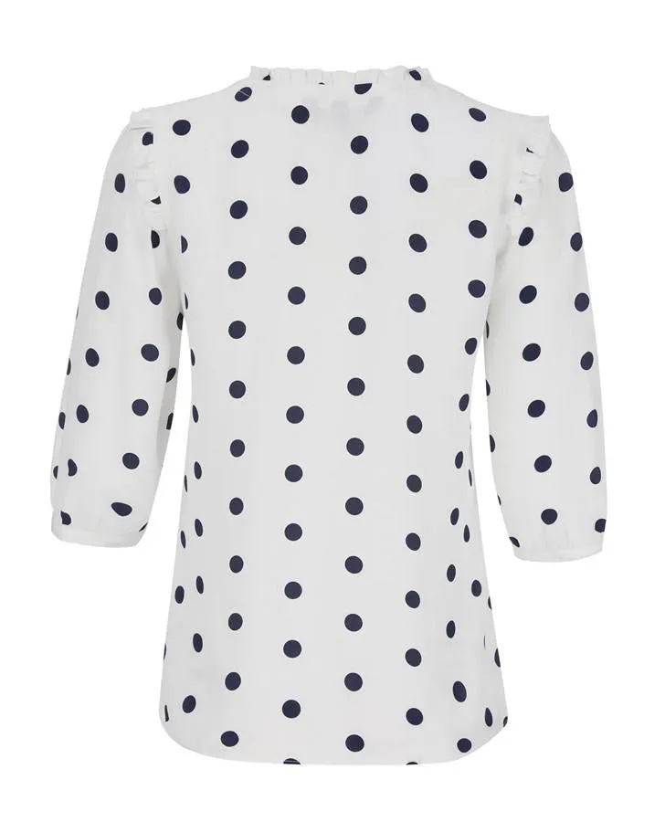 Off-White and Navy Spot Blouse