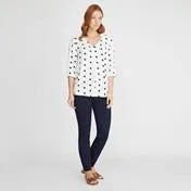 Off-White and Navy Spot Blouse