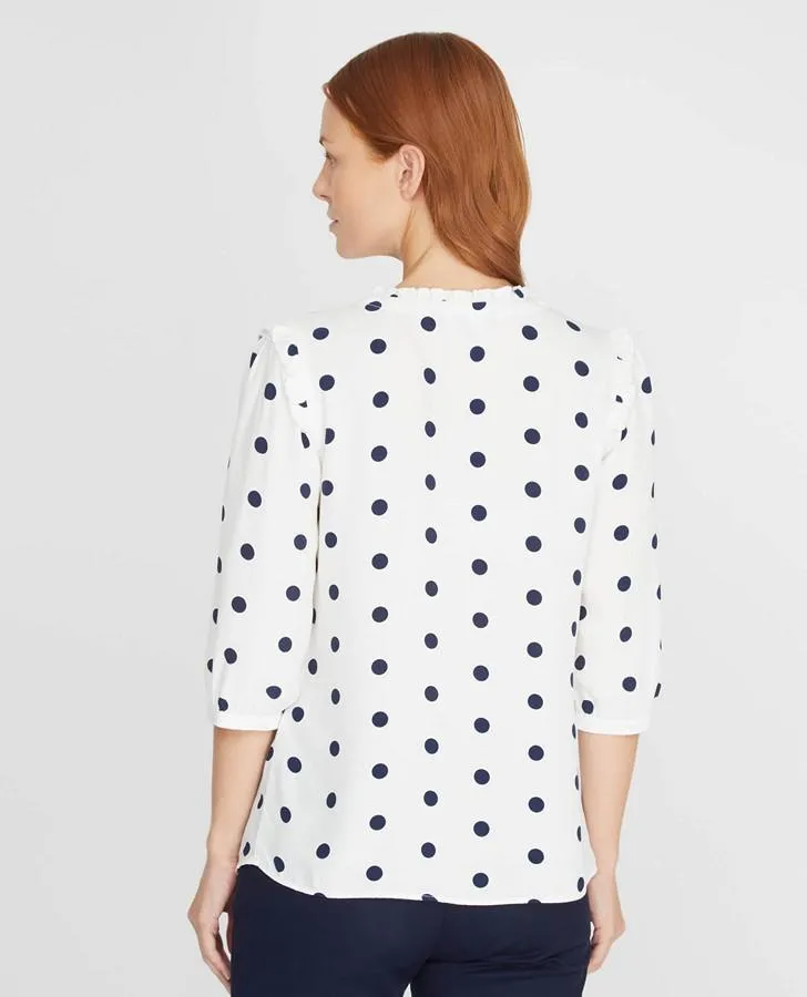 Off-White and Navy Spot Blouse