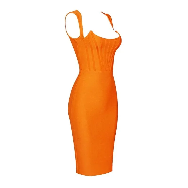 Orange Bodycon Bandage Dress