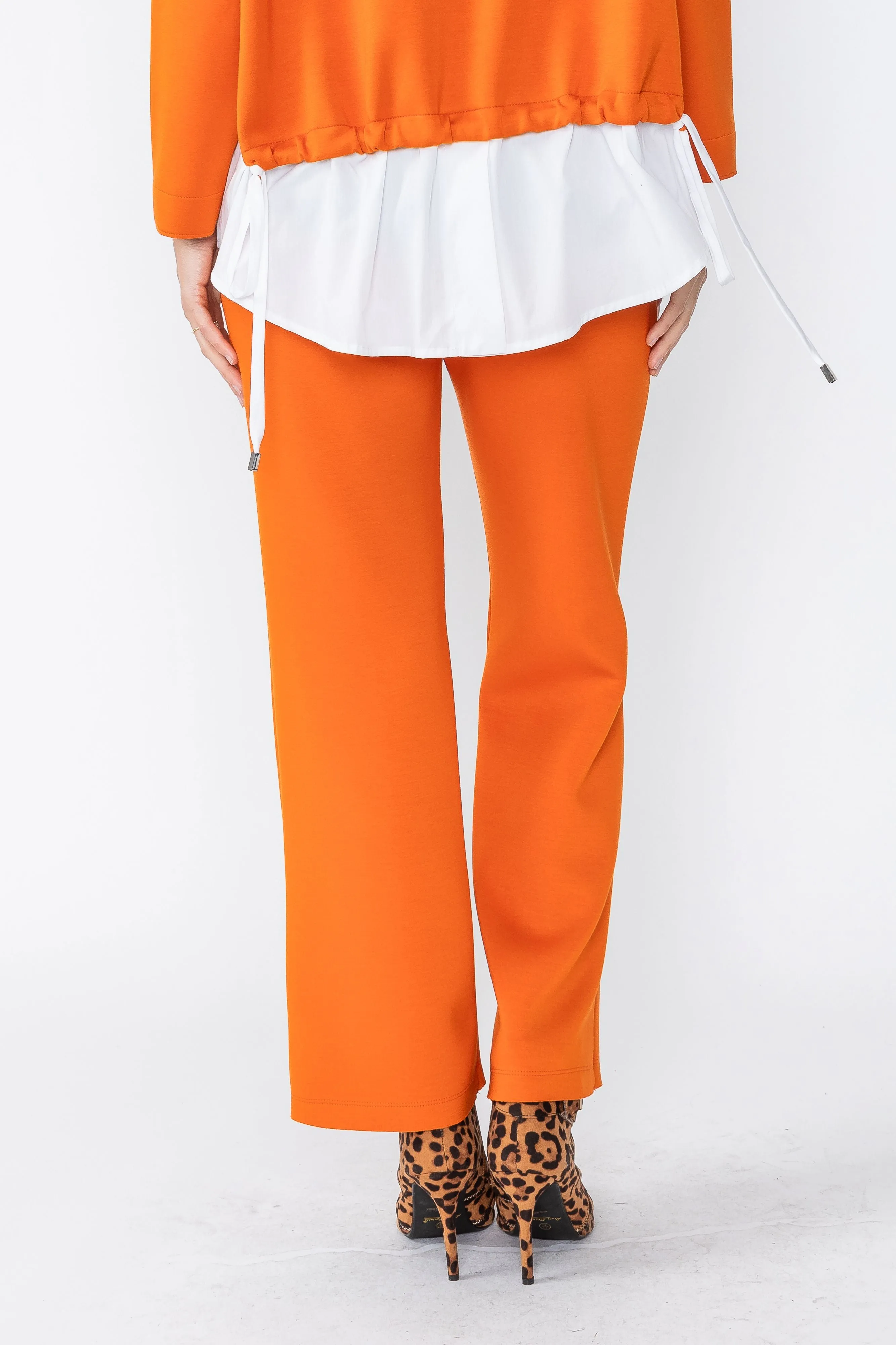 Orange Wide Leg Straight Pants
