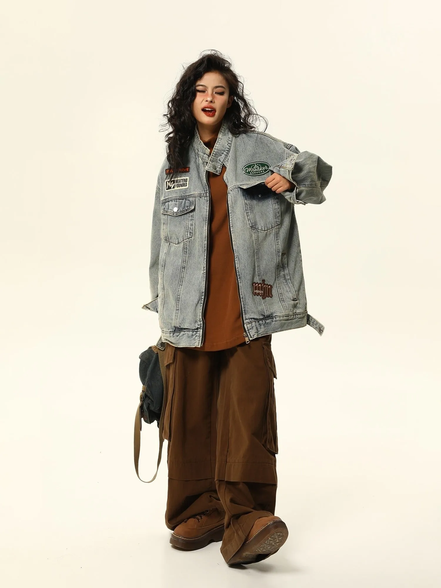 Oversized Vintage-Style Denim Jacket