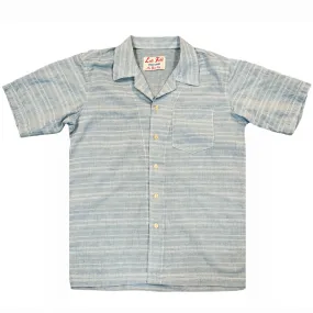 Pale blue Japanese cotton/linen Jacquard Camp Shirt