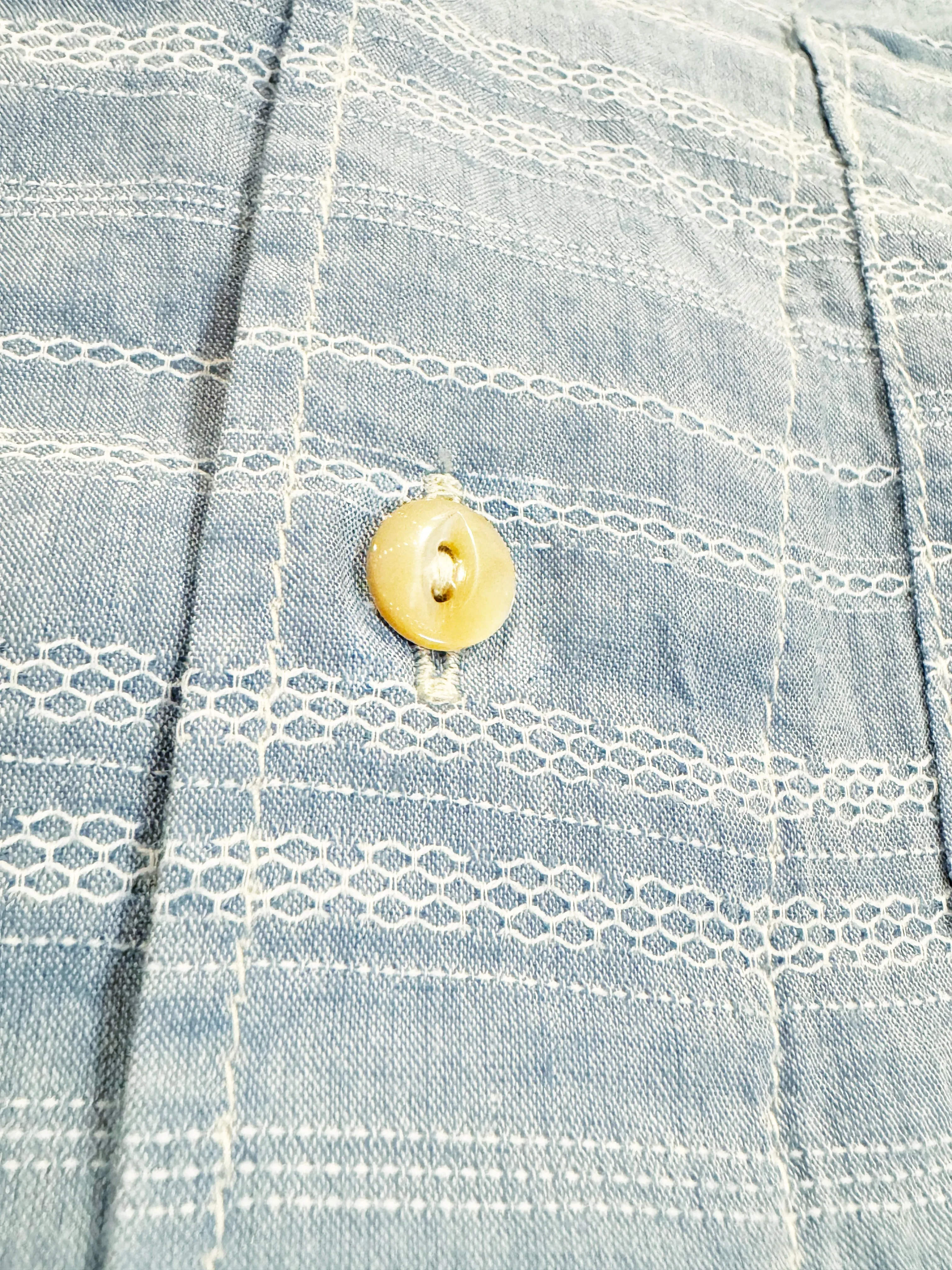 Pale blue Japanese cotton/linen Jacquard Camp Shirt