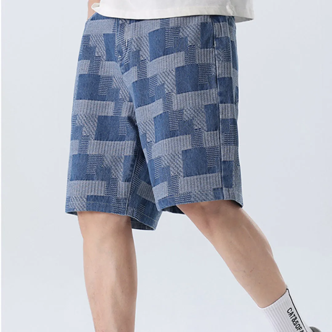 Plaid Denim Shorts