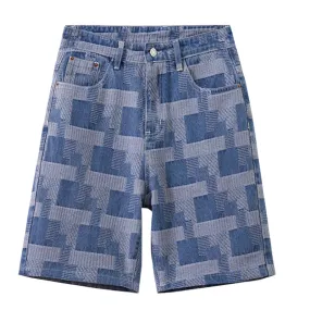 Plaid Denim Shorts