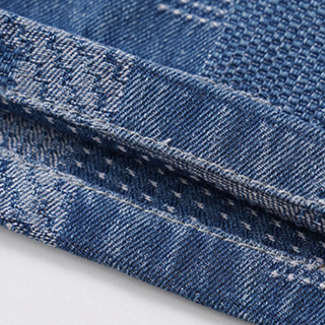 Plaid Denim Shorts