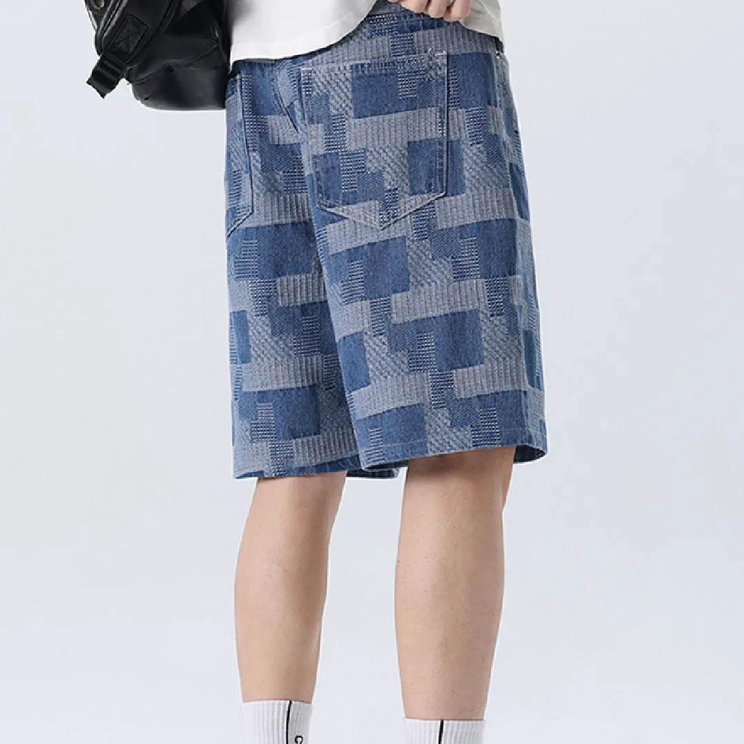 Plaid Denim Shorts