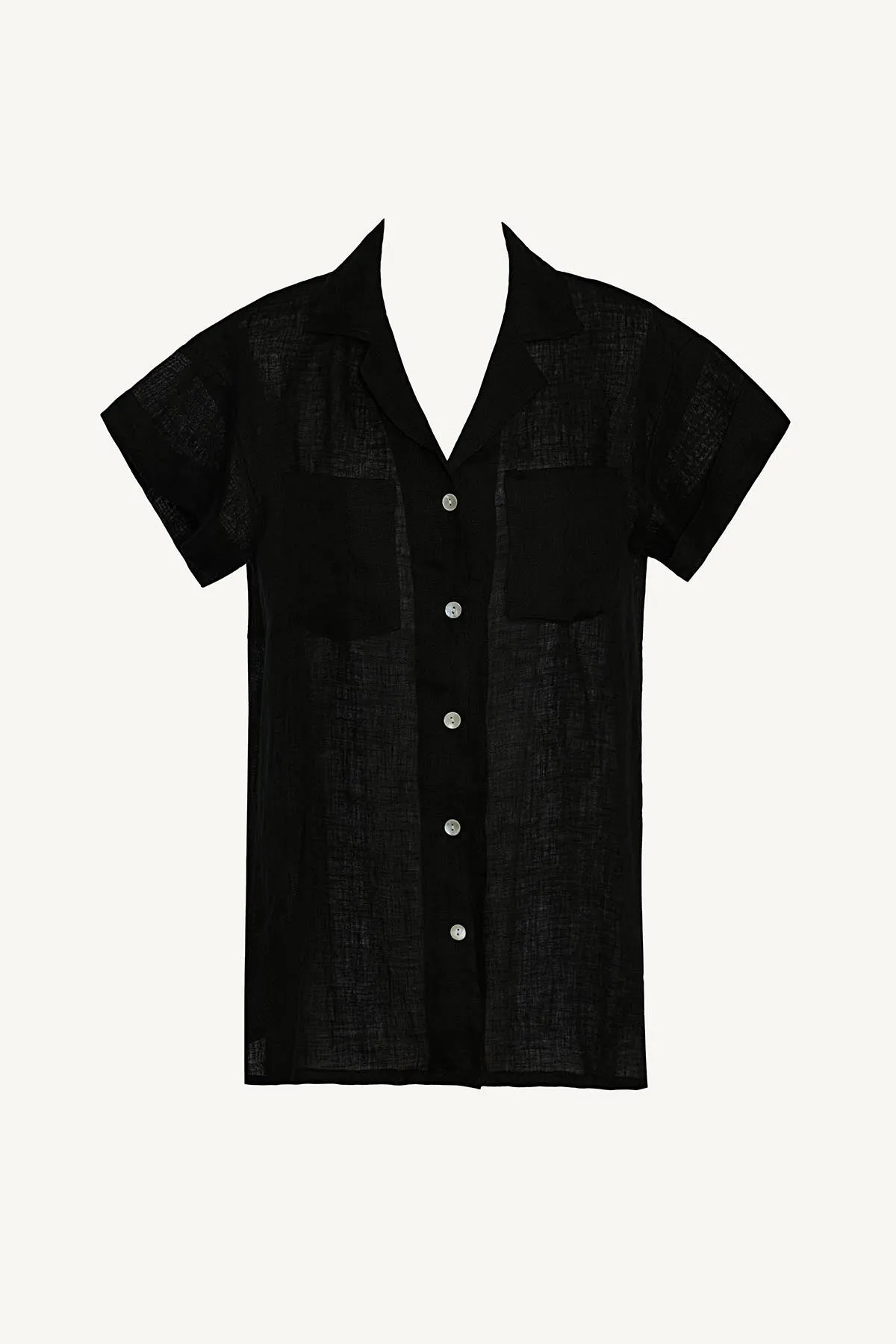 Playa Pocket Blouse - Black EcoLinen