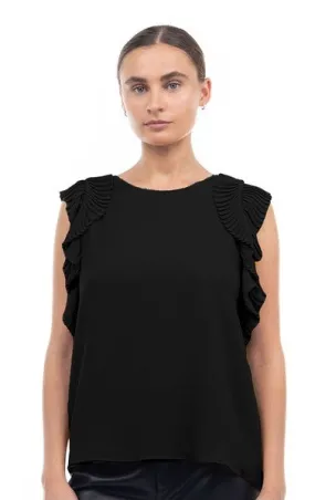 Pleated Flutter Sleeve Blouse