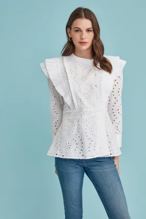 Pleats Please Eyelet Lace Blouse