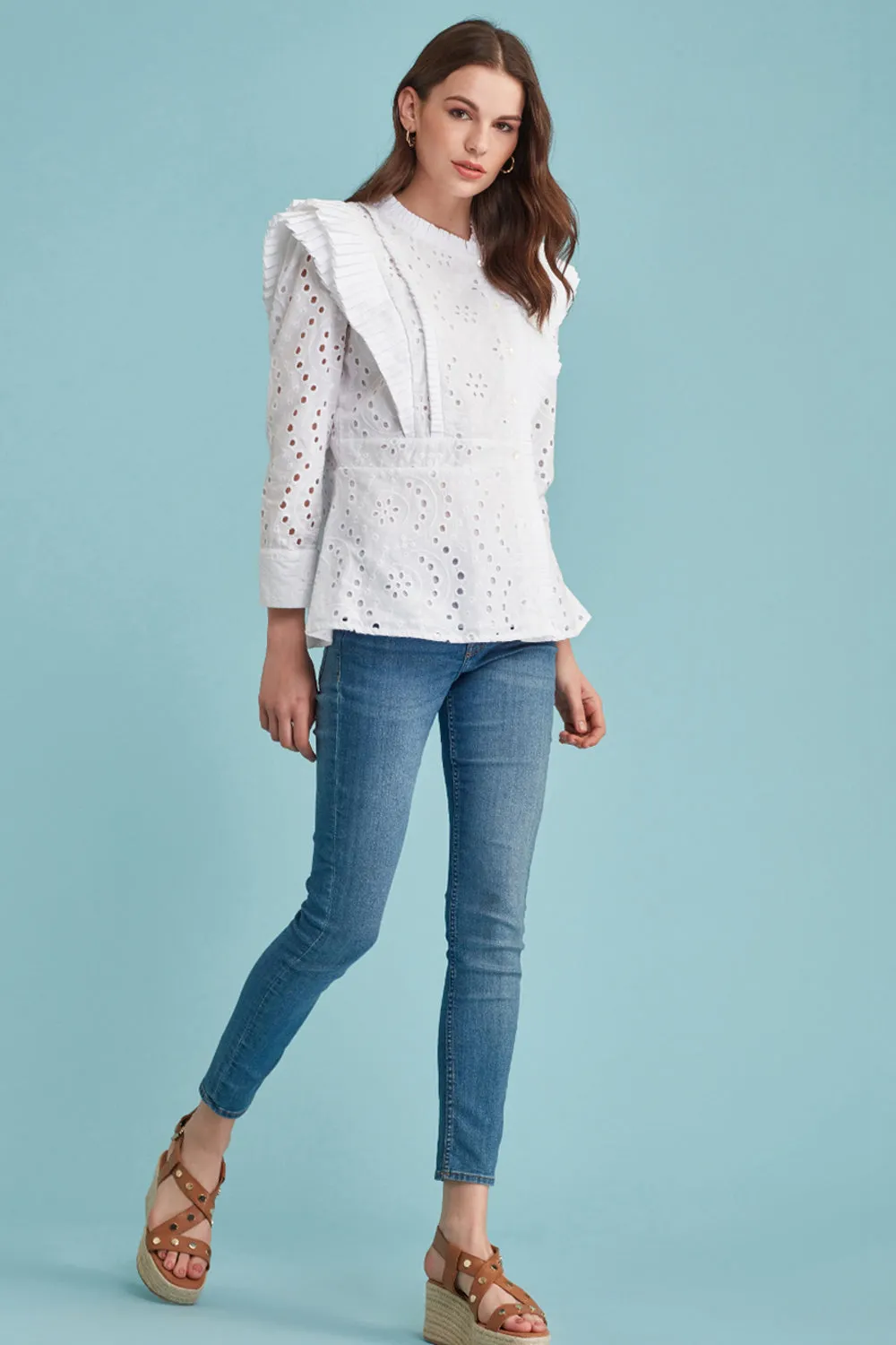 Pleats Please Eyelet Lace Blouse