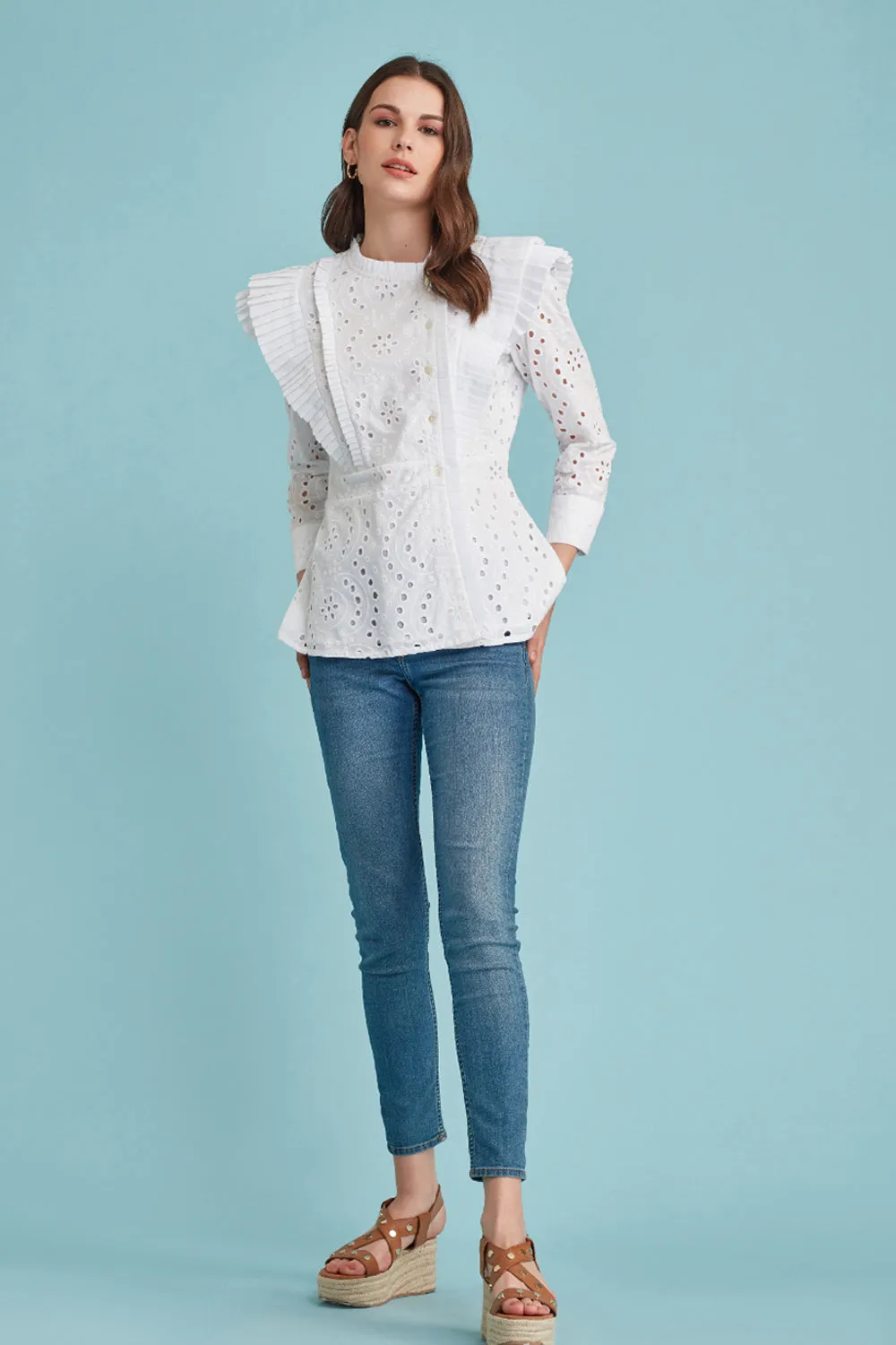 Pleats Please Eyelet Lace Blouse