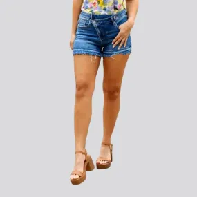 Raw-hem vintage denim shorts for women