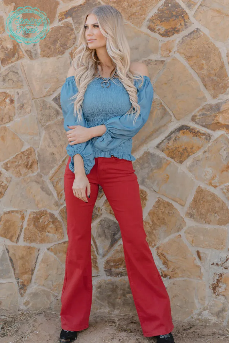 Red Stretch Denim Trousers