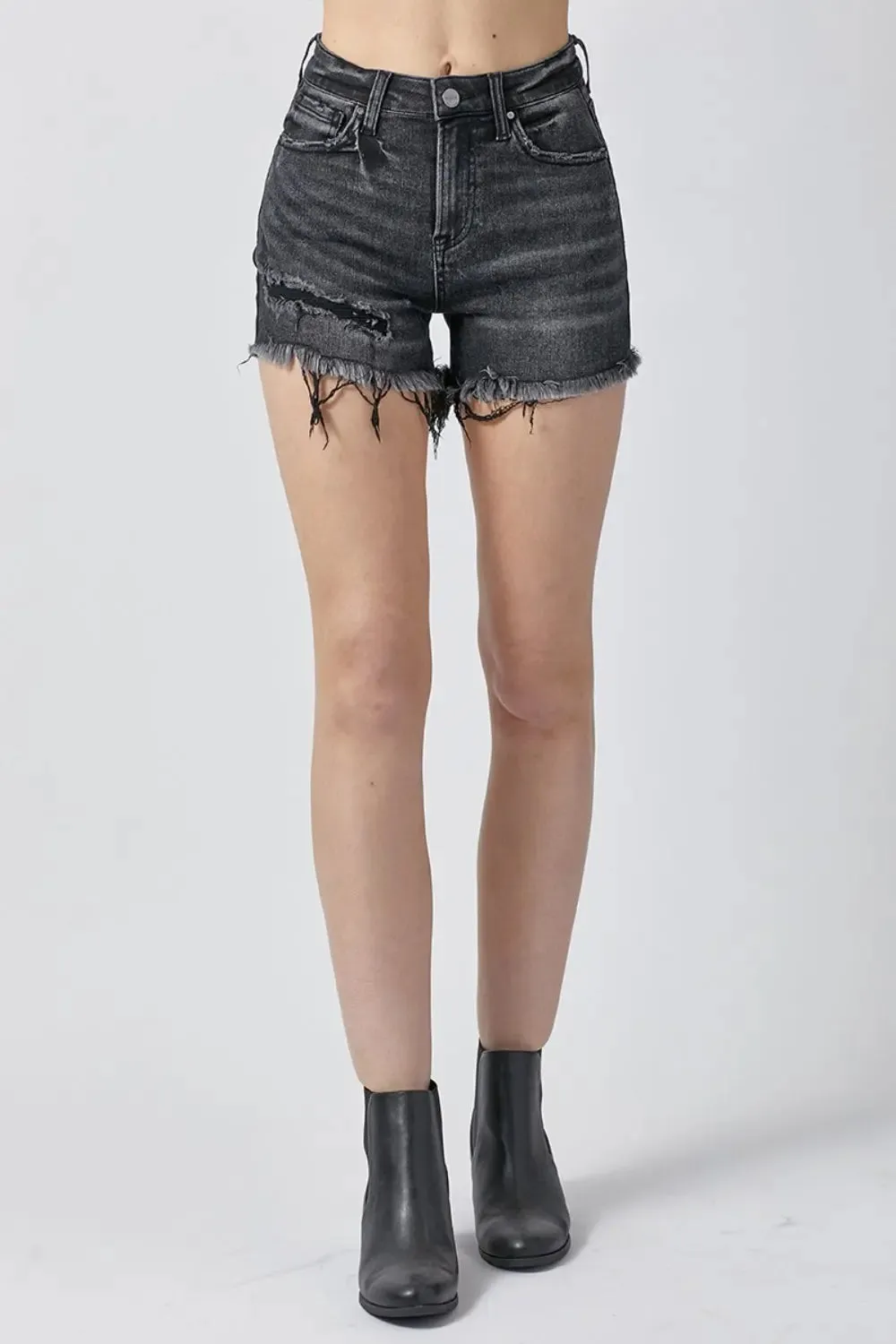 RISEN Raw Hem Denim Shorts with Pockets