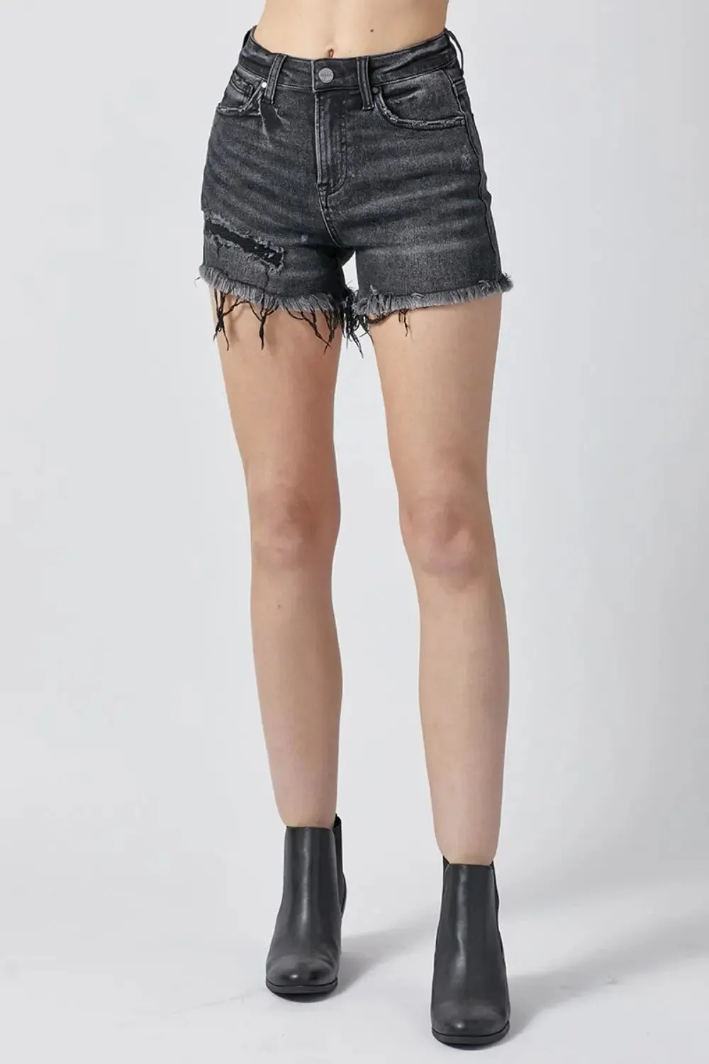 RISEN Raw Hem Denim Shorts with Pockets