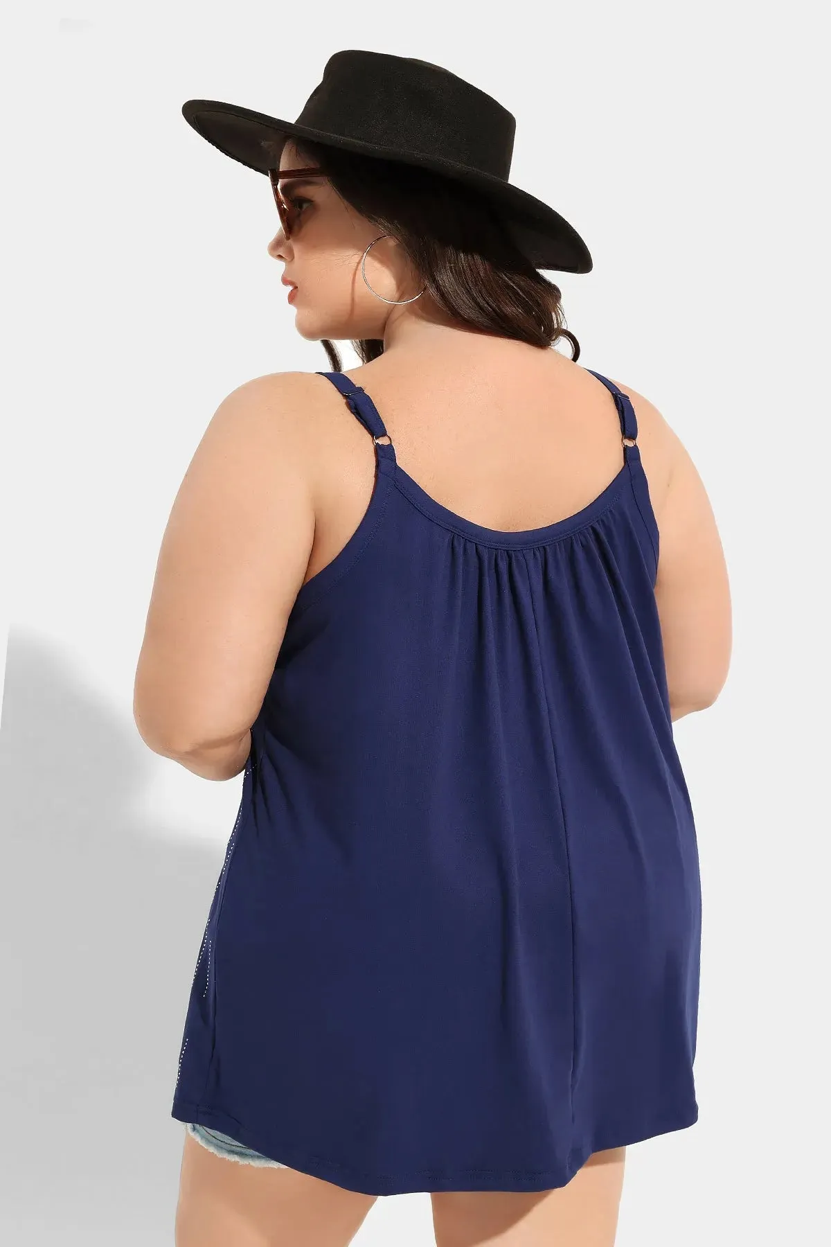 Ritera Supersoft Sparkle Stripe Pleated Camisoles Tank