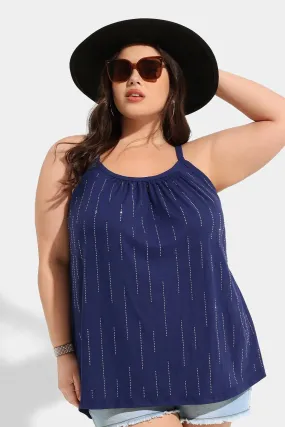 Ritera Supersoft Sparkle Stripe Pleated Camisoles Tank