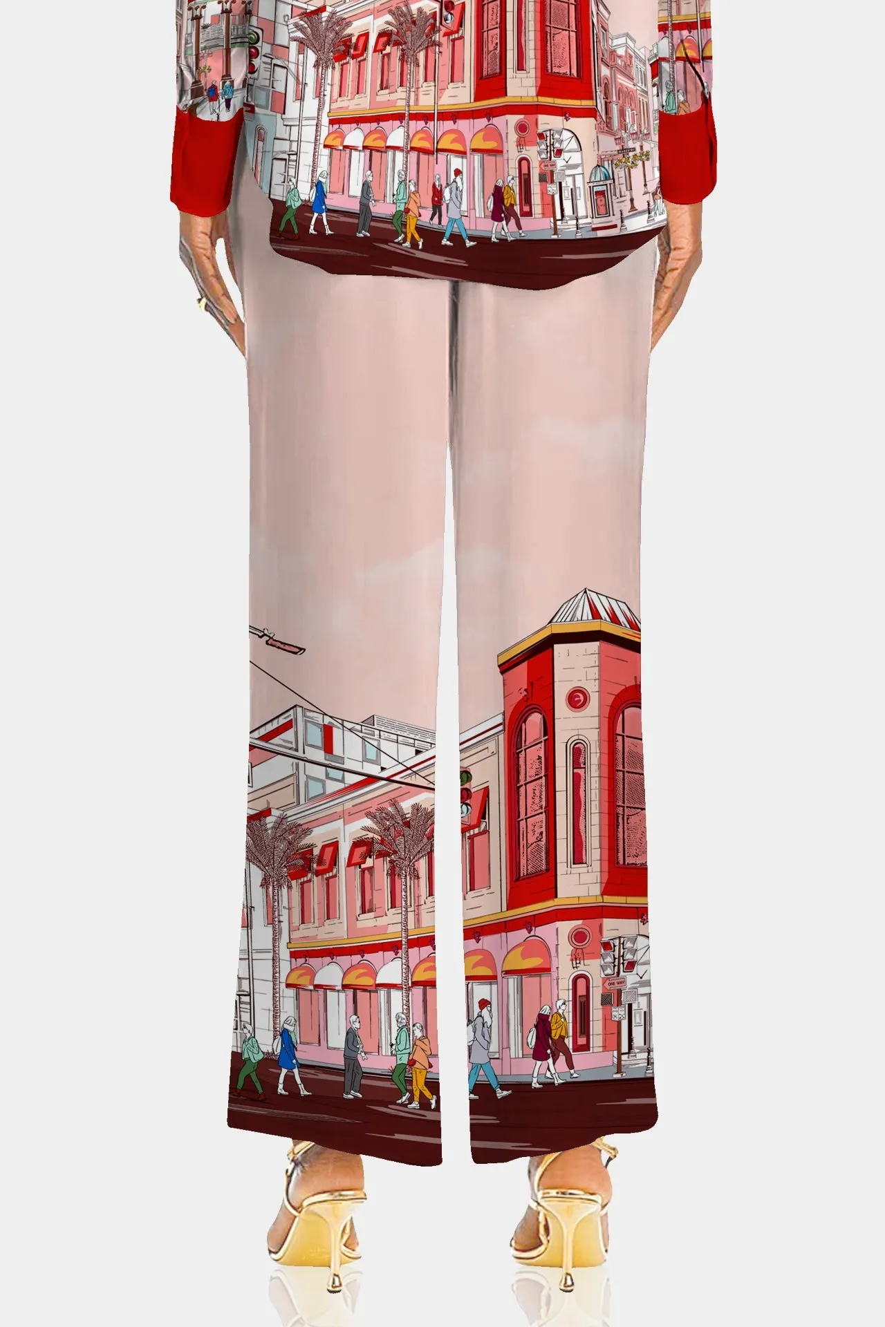Rodeo Drive Print Womens Plazzo Pants