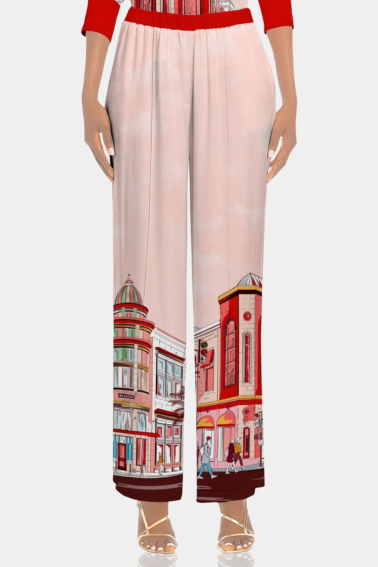 Rodeo Drive Print Womens Plazzo Pants