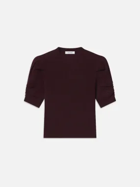 Ruched Sleeve Cashmere Sweater -- Wine