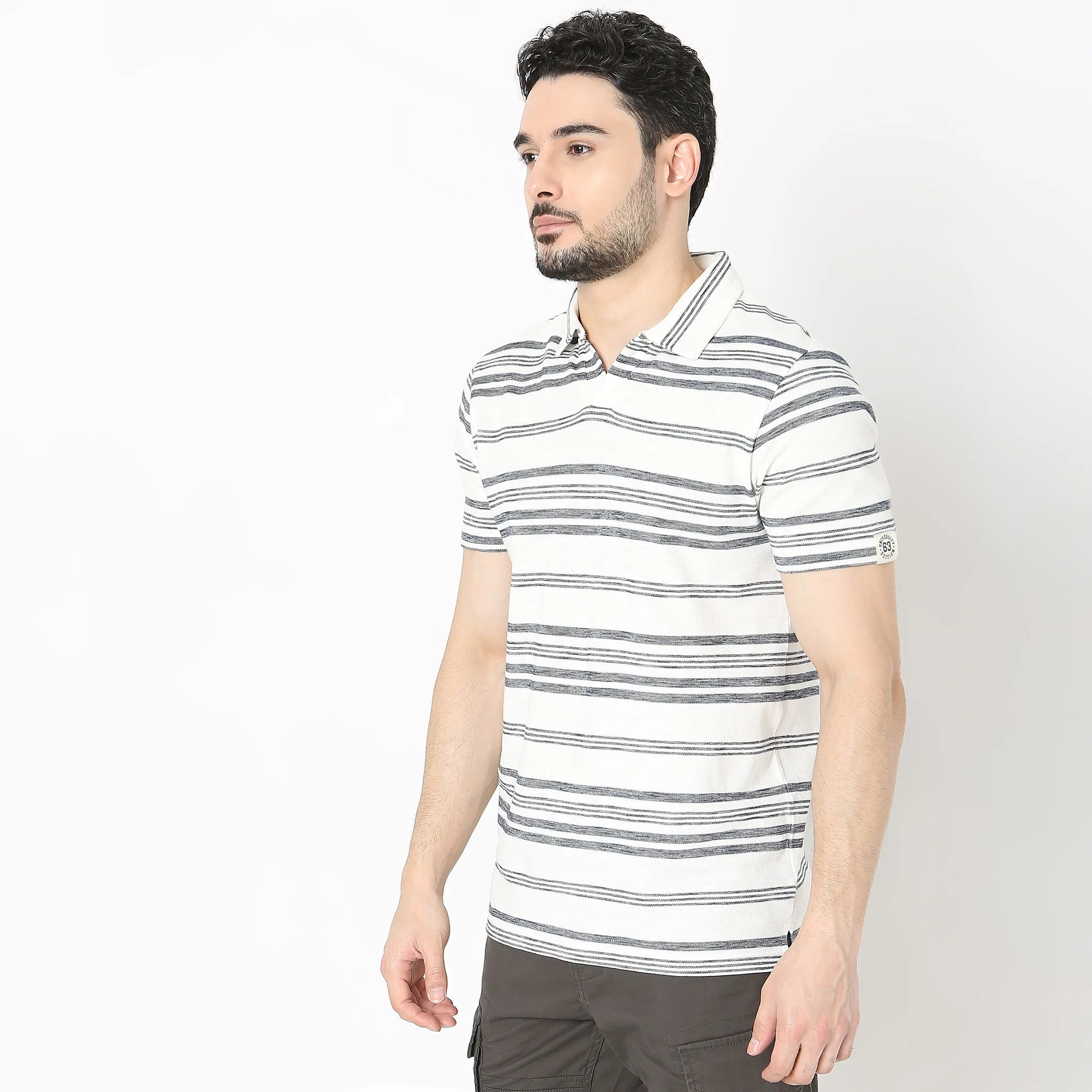 Rugby Polo™ - Special Yarn exclusively Knitted Stripes - Modern Smart Regular Fit Polo T-Shirt