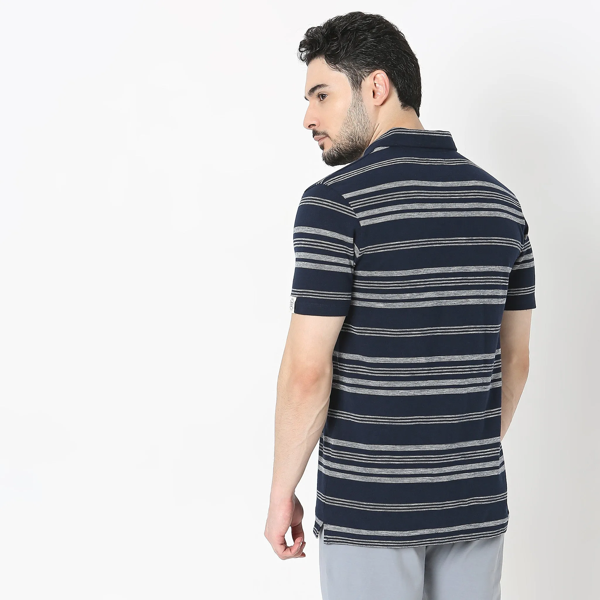 Rugby Polo™ - Special Yarn exclusively Knitted Stripes - Modern Smart Regular Fit Polo T-Shirt