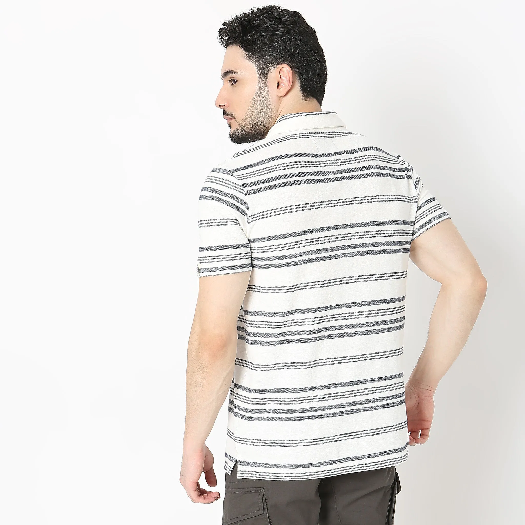 Rugby Polo™ - Special Yarn exclusively Knitted Stripes - Modern Smart Regular Fit Polo T-Shirt