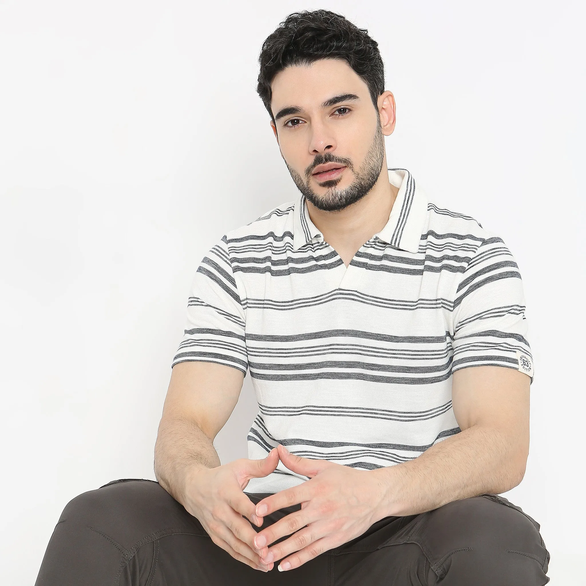 Rugby Polo™ - Special Yarn exclusively Knitted Stripes - Modern Smart Regular Fit Polo T-Shirt